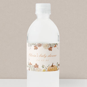 Rustieke Elegante Kleine Pompoen Herfst Baby Showe Waterfles Etiket