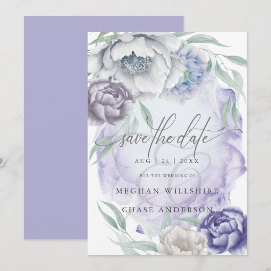 Rustieke Elegante Lila en Violette Bloemen Kaart (Voorkant / Achterkant)