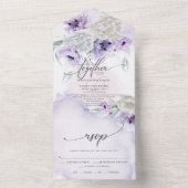 Rustieke Elegante Lila Klaproos Dahlia Bloemstuk All In One Uitnodiging (Binnen)