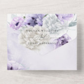 Rustieke Elegante Lila Klaproos Dahlia Bloemstuk All In One Uitnodiging (Achterkant)