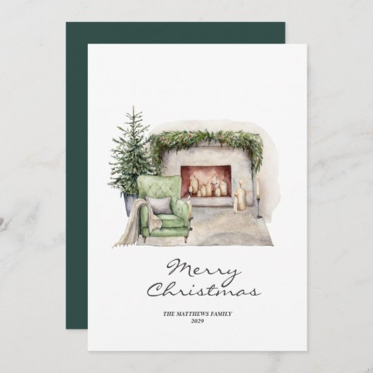 Rustieke Elegante Minimale Gezellige Thuis Feestdagenkaart (Voorkant / Achterkant)