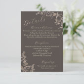 Rustieke Elegante Mocha Script Wilde Bloemen Trouw Informatiekaartje (Staand voorkant)