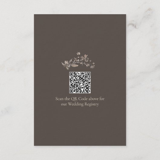 Rustieke Elegante Mocha Script Wilde Bloemen Trouw Informatiekaartje (Achterkant)