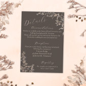 Rustieke Elegante Mocha Script Wilde Bloemen Trouw Informatiekaartje