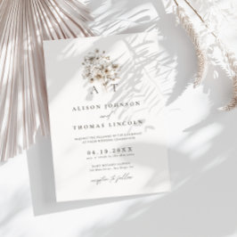Rustieke Elegante Monogram Bloemige Bruiloft Kaart