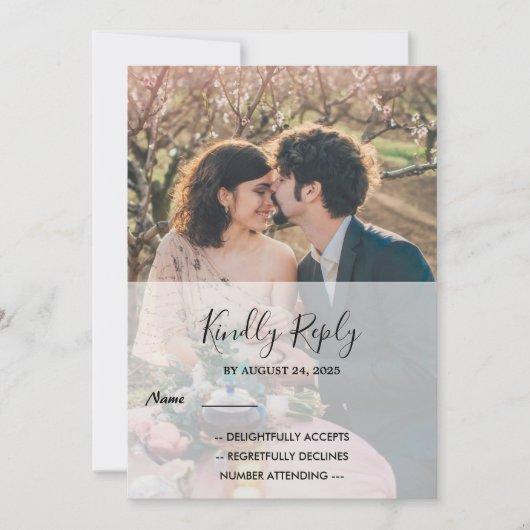 Rustieke elegante monogram foto land bruiloft RSVP Kaart (Voorkant)