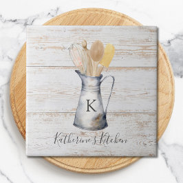 Rustieke Elegante Monogram Keuken Gereedschap Tegeltje