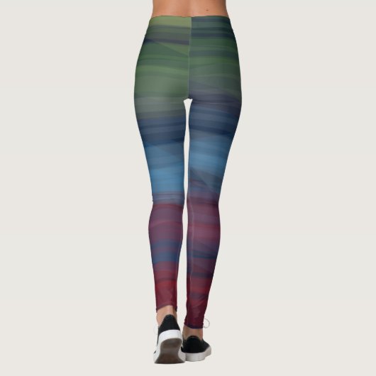 Rustieke Elegante Multicolor Blauwgroen Vrouwen Leggings (Achterkant)