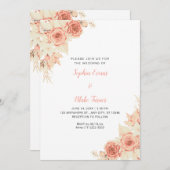 Rustieke Elegante Oranje Rozen Herfst Wit Bruiloft Kaart (Voorkant / Achterkant)