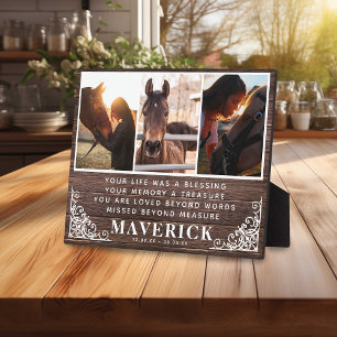 Rustieke Elegante Paard Foto & Citaat Herdenking Fotoplaat