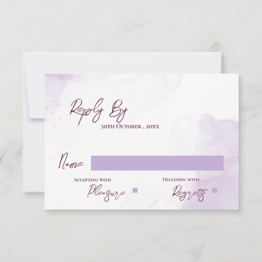 Rustieke Elegante Paarse Bloemen In Mason Jar Wedd RSVP Kaartje (Achterkant)