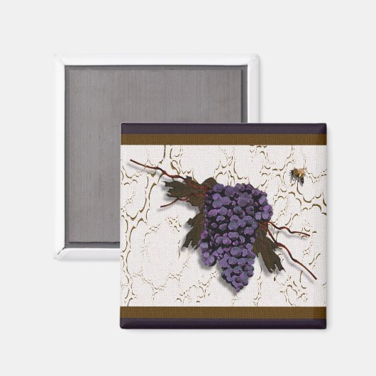Rustieke Elegante Paarse druiven Magneet (Voorkant / Achterkant)