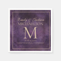 Rustieke Elegante Paarse Gouden Monogram Bruiloft
