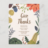 Rustieke Elegante Pompoen Thanksgiving Dinerfeest Briefkaart (Voorkant)