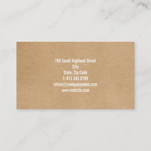 Rustieke Elegante Professional Visitekaartje (Achterkant)