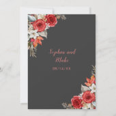 Rustieke Elegante Rode Rozen Herfst Shadow Grey Br Kaart (Achterkant)