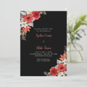 Rustieke Elegante Rode Rozen Herfst Zwart Bruiloft Kaart (Staand voorkant)