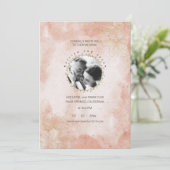 Rustieke Elegante Roze Douane Foto Bruiloft Kaart (Staand voorkant)