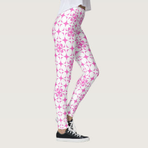 Rustieke Elegante Roze en Witte Broek Leggings