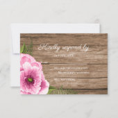 Rustieke Elegante Roze Groene Aquarel Klaprozen RSVP Kaartje (Voorkant)