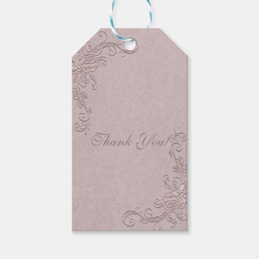 rustieke elegante Rozen hoeken bruiloft Cadeaulabel (Voorkant)