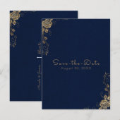  rustieke Elegante Rozen hoeken Save the Date Aankondigingskaart (Voorkant / Achterkant)