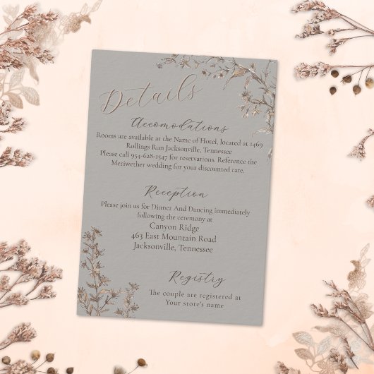 Rustieke Elegante Sagebrush Wildflowers Wedding En Informatiekaartje