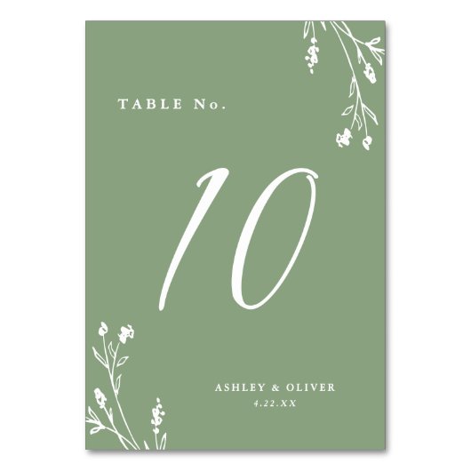 Rustieke Elegante Salie Groene Wildbloemen Boho Br Kaart (Achterkant)