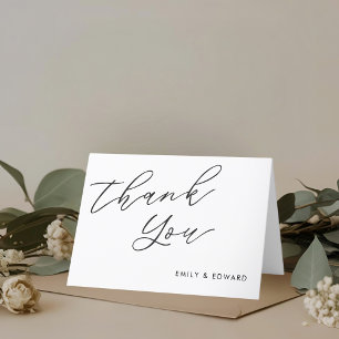 Rustieke Elegante Script Niet-Foto Gevouwen Trouwk Bedankkaart