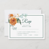 Rustieke Elegante Smaragd Groene Bloemen Herfst Br RSVP Kaartje (Voorkant)