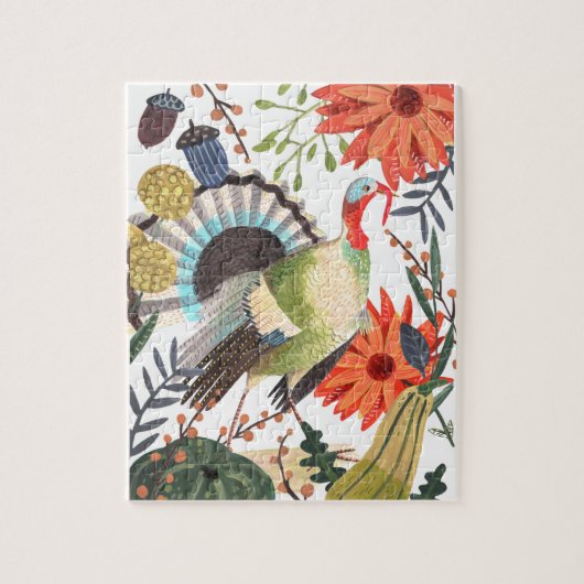Rustieke Elegante Turkije Thanksgiving Botanisch Legpuzzel (Verticaal)