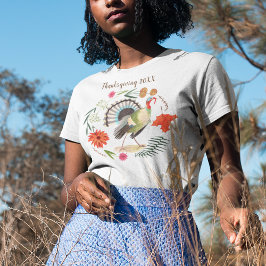 Rustieke Elegante Turkije Thanksgiving Botanisch T-shirt