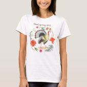 Rustieke Elegante Turkije Thanksgiving Botanisch T-shirt (Voorkant)