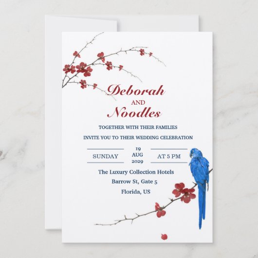 Rustieke Elegante unieke vogel bruiloft uitnodigin Kaart (Voorkant)