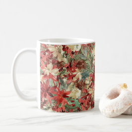 Rustieke Elegante Vakantie Poinsettia Kerstbloem Koffiemok