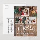 Rustieke Elegante Vreugde Kerstmis Familie Foto Co Feestdagenkaart (Voorkant / Achterkant)