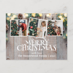 Rustieke Elegante Vreugde Kerstmis Familie Foto Co Feestdagenkaart