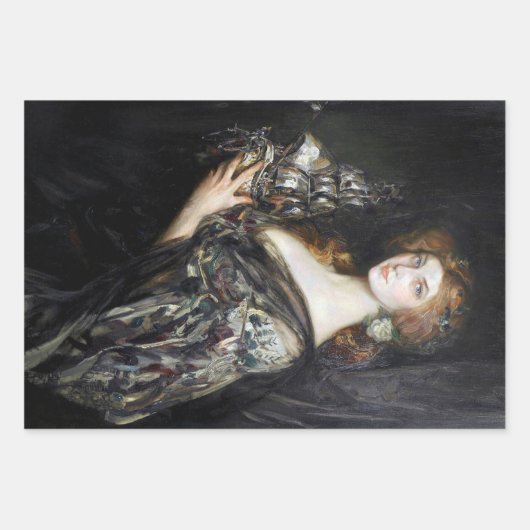 Rustieke  Elegante Vrouw Ocean Decoupage Inpakpapier Vel (Voorkant)