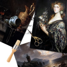 Rustieke  Elegante Vrouw Ocean Decoupage