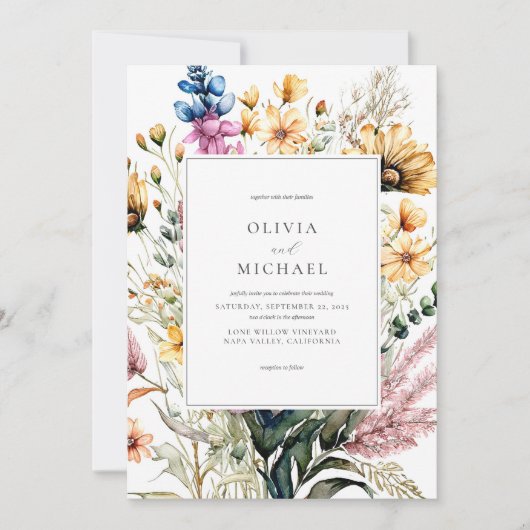 Rustieke Elegante Waterverf Bloemen Kaart (Voorkant)