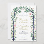 Rustieke Elegante  Waterverf Bloemenbruiloft Kaart (Voorkant)