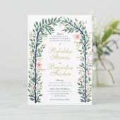 Rustieke Elegante  Waterverf Bloemenbruiloft Kaart (Staand voorkant)