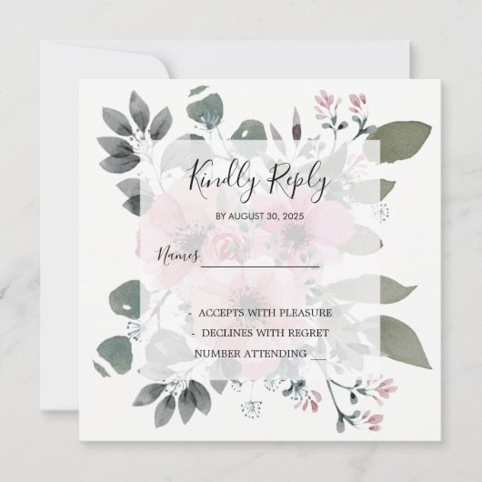 Rustieke elegante waterverf bloemenhuwelijk RSVP Kaart (Voorkant)