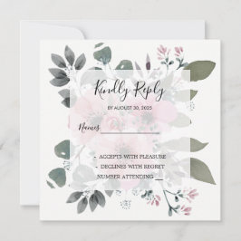 Rustieke elegante waterverf bloemenhuwelijk RSVP Kaart