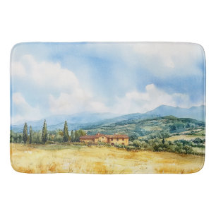 Rustieke Elegante Waterverf Toscaans Mediterraan Badmat