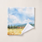 Rustieke Elegante Waterverf Toscaanse Middellandse Bad Handdoek (Wasdoekje)