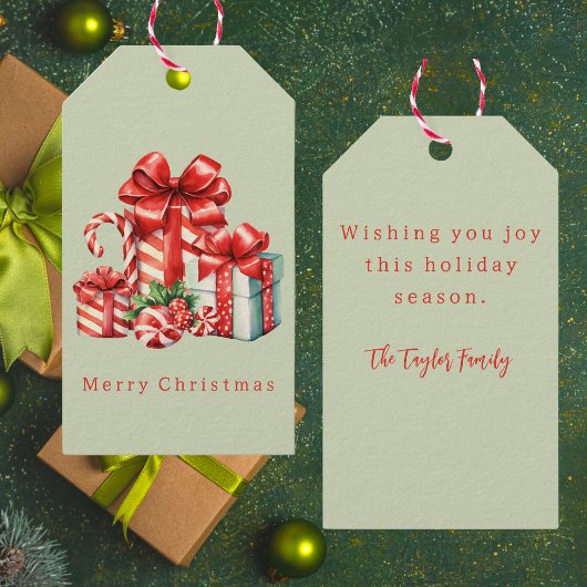 Rustieke Elegante Waterverf Vintage Kerst Cadeaulabel