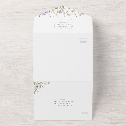 Rustieke Elegante Whimsical Boho RSVP bruiloft All In One Uitnodiging (Buitenkant)