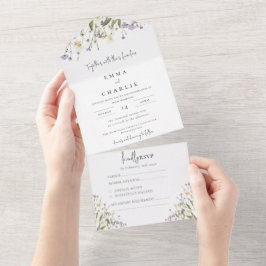 Rustieke Elegante Whimsical Boho RSVP bruiloft All In One Uitnodiging