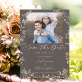 Rustieke Elegante Wilde Bloemen Mocha Script Foto Save The Date